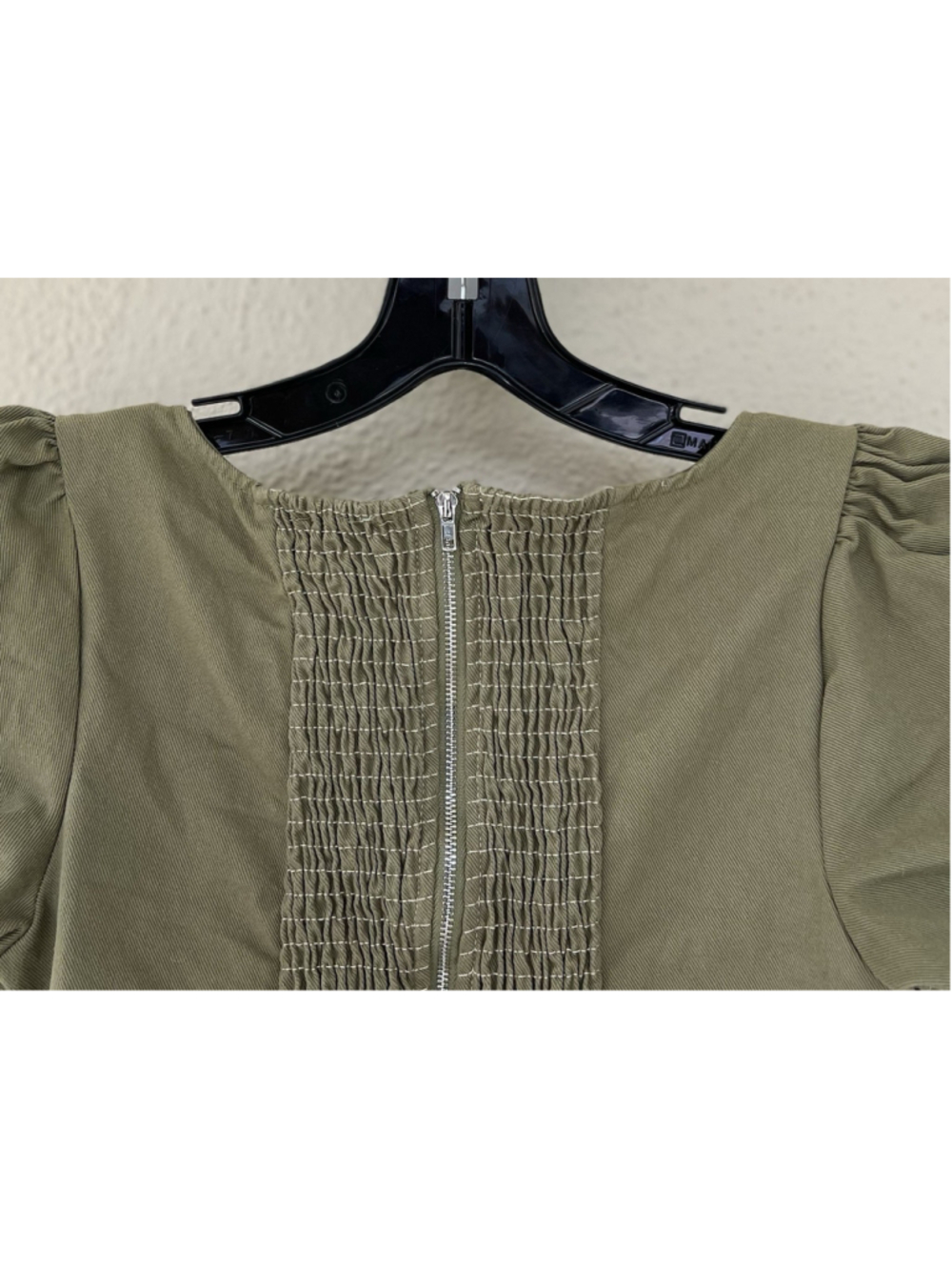 Moon River Olive Green Puff Sleeve Corset Midi Dress M Cottage Prairie Fields - Picture 6 of 8